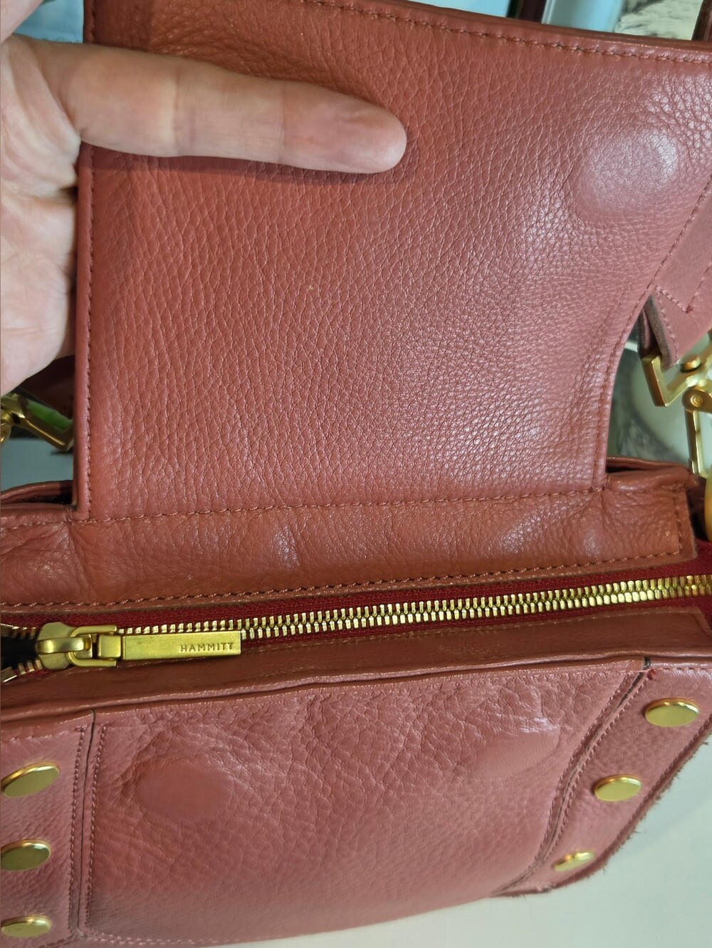Hammitt Kayce Saddle Med Crossbody - RARE Rouge Pink & Brushed Gold-2023 - Picture 12 of 16